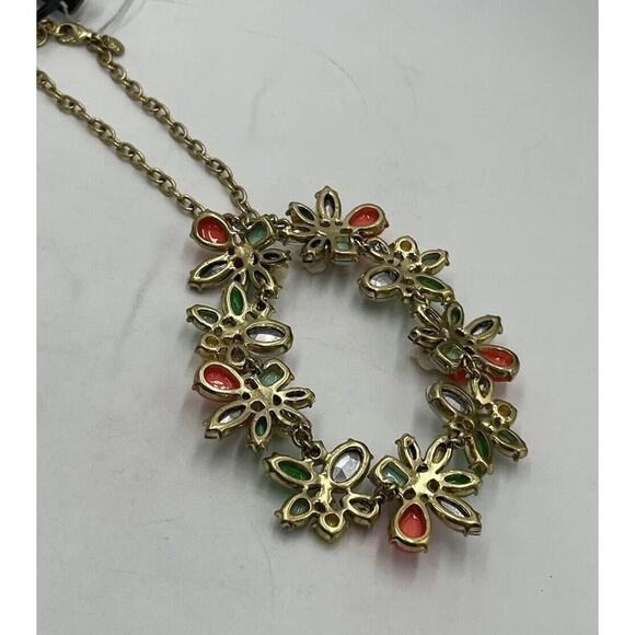 J. Crew Rosette Garden MultiColor Crystal Flower Statement Necklace New - Picture 6 of 16